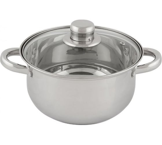 Кастрюля Mallony CLASSICA из нержавеющей стали, с крышкой, стекло, 3.3 л, ручки - нержавеющая сталь 007395