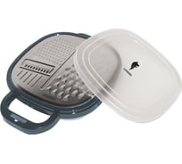 Терка Leonord LEO-GR-228B с контейнером и крышкой, цвет черный пластик, нержавеющая сталь 002156