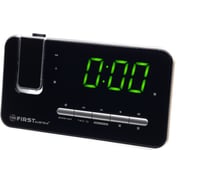 Радиочасы с проектором FIRST 1.2 LED, зеленый, фокус 180 градусов, FM FA-2421-7 Silver