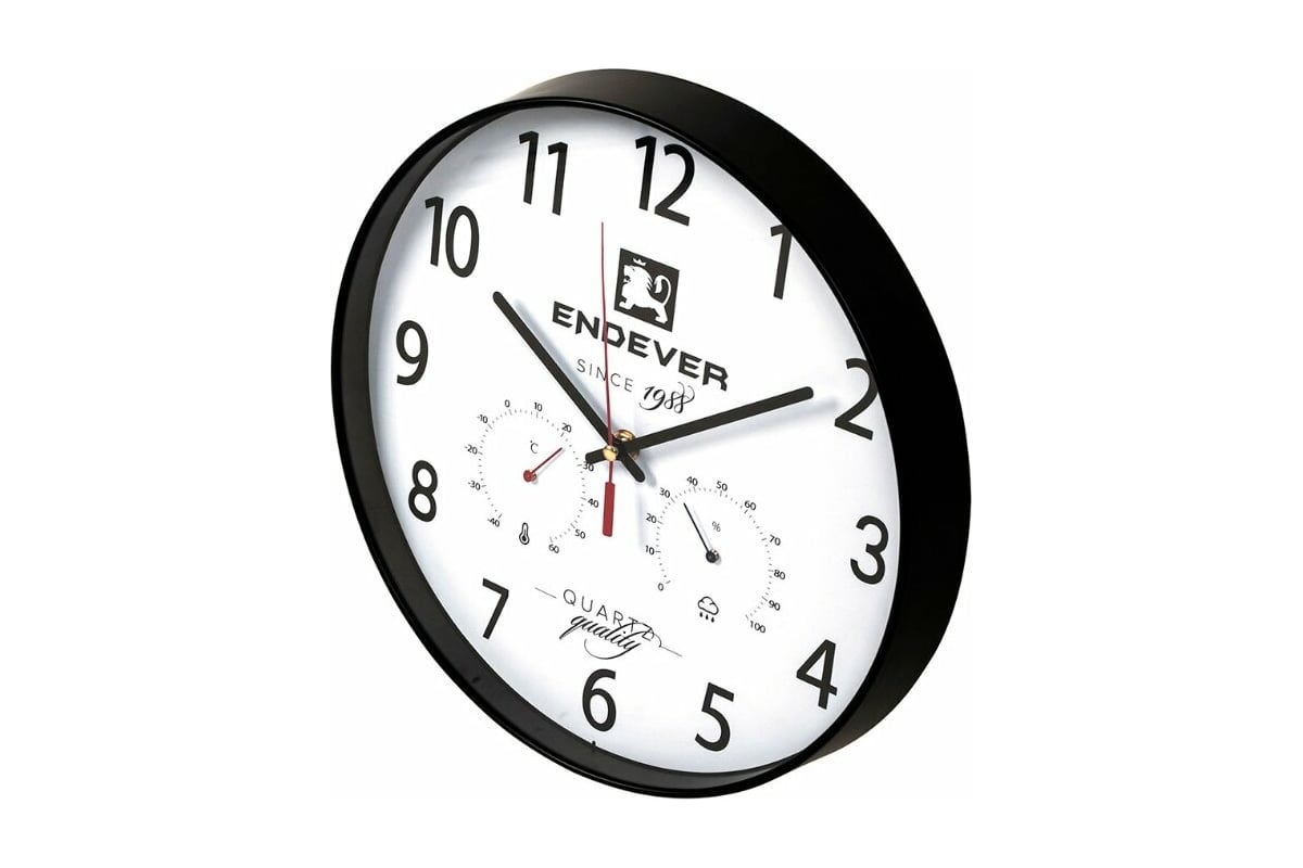 Настенные часы ENDEVER RealTime черно-белый, кварцевый механизм .