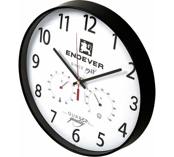 Настенные часы ENDEVER RealTime черно-белый, кварцевый механизм, батарейка 1хАА 113