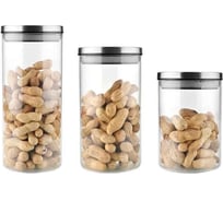 Набор Mallony серия OCEANO из 3 банок, боросиликатное стекло, крышка из нержавеющей стали, 0.6/1/1.3 л 005559