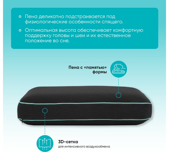 Анатомическая подушка Askona MEN ONLY RETAIL 40x60 1491a0b8980b1a6c802a6eafaf4a615b