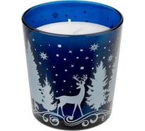 Свеча Волшебная страна Charm Christmas Зимний пейзаж в синем стакане 008166
