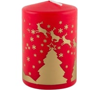 Свеча Волшебная страна Deco Christmas Олени 56х80 мм, золото на красном 103290