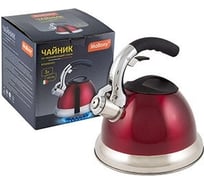 Чайник Mallony Magnifico из нержавеющий стали, со свистком, цвет красный, 3 л 005561