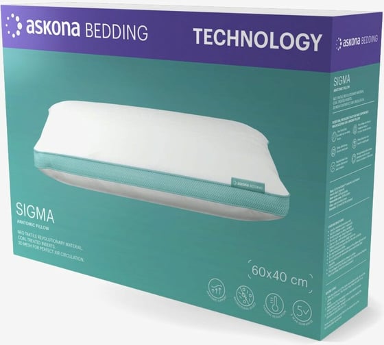 Анатомическая подушка Askona Sigma M серия Technology RETAIL 40x60 5cba0c5a0e91f4c5efa084378d67b504