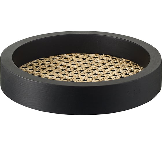 Поднос Bergenson Bjorn Woodnes из дерева и ротанга, круглый, D23 см, черный TL-BB-TRHG-BLK-23 1