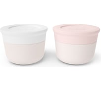 Набор Monbento MB Temple white natural + pink natural из 2-х соусниц, с крышками, 20 мл 20010048