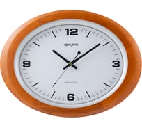 Овальные настенные часы Apeyron циферблат baton, темное дерево гевеи, размер 41.2x31.2 см, бесшумные WD2207-998-1