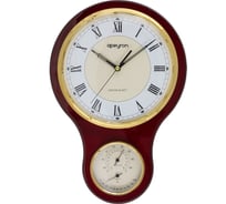 Настенные часы Apeyron термометр, гигрометр, темное дерево массив гевеи, размер 40.5x27 см, бесшумные WD2207-904-1