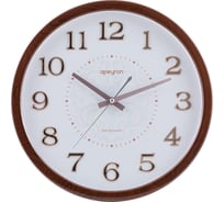 Круглые настенные часы Apeyron 3d, цвет темное дерево, пластик, диаметр 36.1 см, бесшумные PL2207-338-3