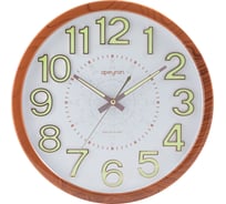 Круглые настенные часы Apeyron светящийся циферблат 3d, цвет светлое дерево, пластик, диаметр 36.1 см, бесшумные PL2207-713-3