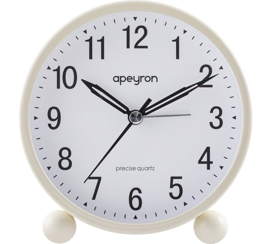Часы-будильник Apeyron подсветка, цвет белый, металл, диаметр 11.5 см, бесшумные MLT2207-510-4