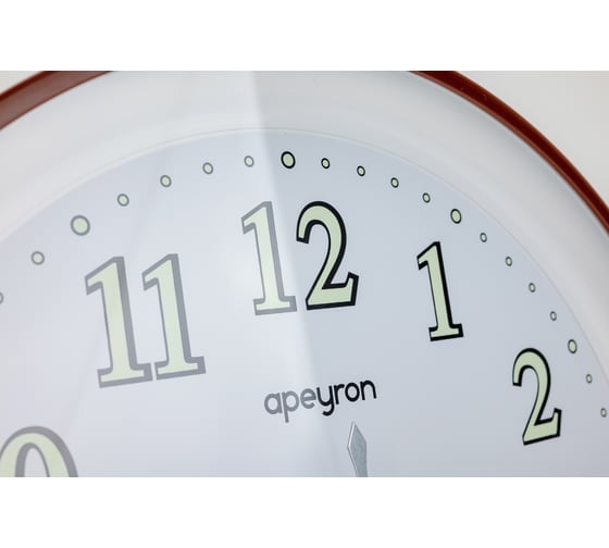 Круглые настенные часы Apeyron светящийся циферблат, термометр, гигрометр, коричневый, пластик, диаметр 34.1 см PL2207-263-3