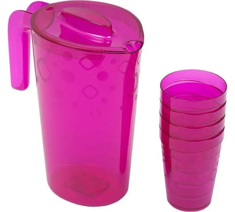 Кувшин Martika Люмици 1.8 л, 4 стакана Люмици 0.3 л розовый прозрачный С576РЗП