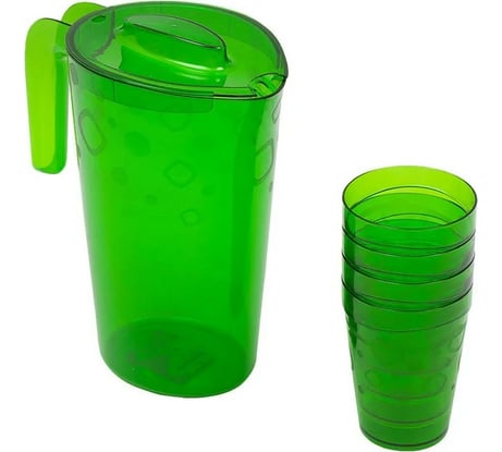 Кувшин Martika Люмици 1.8 л, 4 стакана Люмици 0.3 л зелёный прозрачный С576ЗЛП