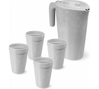 Кувшин Martika Люмици 1.8 л, 4 стакана Люмици 0.3 л светло-серый С576СЕР