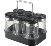 Набор для специй Smart Solutions Spice Box из 6 банок, с подставкой, 100 мл SH-SB-JS-BLK-Set6