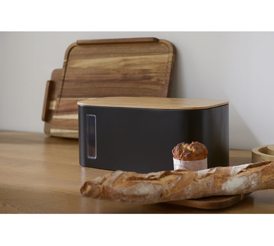 Хлебница Smart Solutions Kaffi 39,7x23x17,6 см, матовая черная JY-SS-KF-BBZP-MB