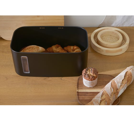 Хлебница Smart Solutions Kaffi 39,7x23x17,6 см, матовая черная JY-SS-KF-BBZP-MB
