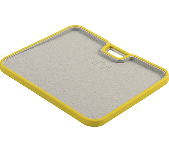 Разделочная доска Smart Solutions Ness из пшеничного волокна, двусторонняя, 34x28 см, светло-серая, с желтым кантом SS-CB-DS-YL34-28