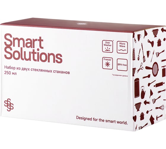 Набор Smart Solutions из двух стеклянных стаканов, 250 мл KW-SS-CPST-GLS-250