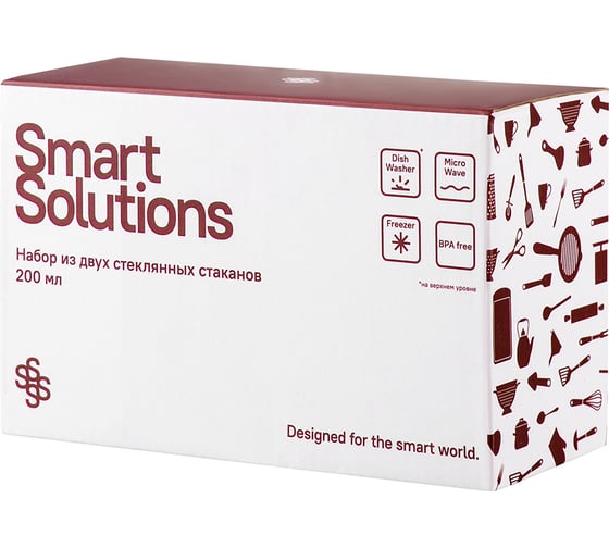 Набор Smart Solutions из двух стеклянных стаканов, 200 мл KW-SS-CPST-GLS-200