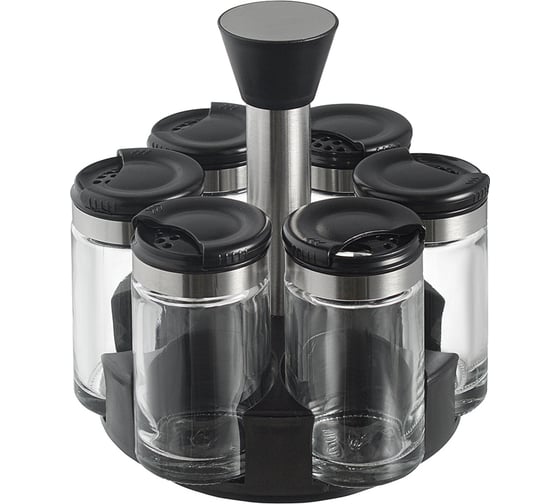 Набор для специй Smart Solutions Scented Jar из 6 банок, с подставкой, 100 мл SH-SJ-JS-BLK-Set6