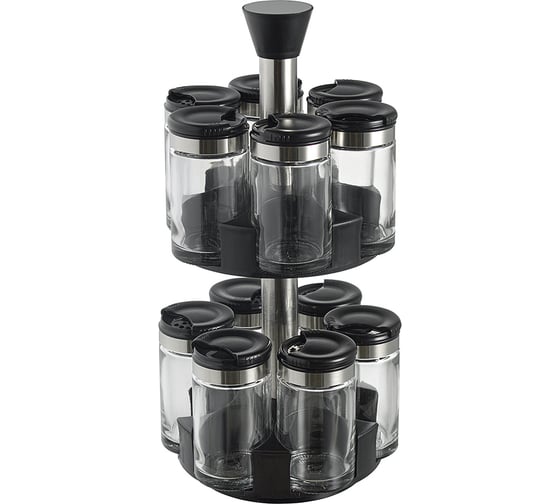 Набор Smart Solutions Scented Jar из 12 банок для специй, с подставкой, 100 мл SH-SJ-JS-BLK-Set12