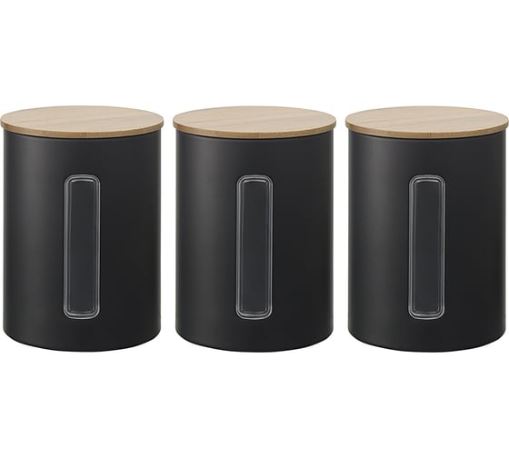 Набор банок для хранения Smart Solutions Kaffi 1 л, матовые черные, 3 шт JY-SS-KF-SCZP-MB-SetS3