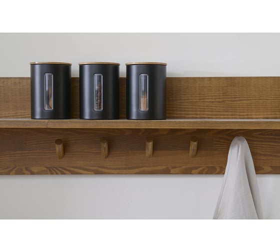 Набор банок для хранения Smart Solutions Kaffi 1 л, матовые черные, 3 шт JY-SS-KF-SCZP-MB-SetS3