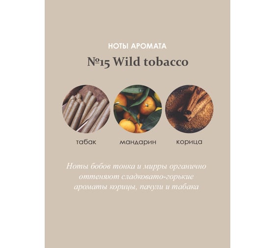 Ароматический диффузор в стеклянном флаконе Aroma republic №15 Wild tоbacco, 70 мл 93802
