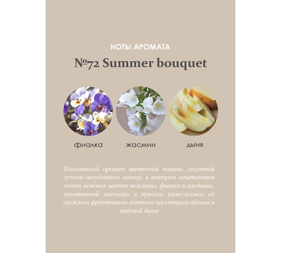 Ароматический диффузор в стеклянном флаконе Aroma republic №72 Summer bouquet, 90 мл 93803