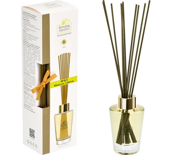 Ароматический диффузор в стеклянном флаконе Aroma republic №63 Brazilian carnival, 90 мл 93834