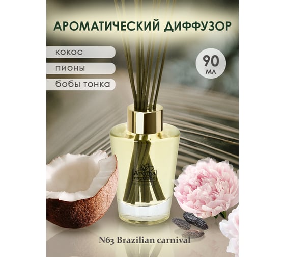 Ароматический диффузор в стеклянном флаконе Aroma republic №63 Brazilian carnival, 90 мл 93834