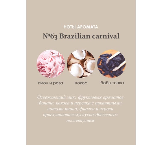 Ароматический диффузор в стеклянном флаконе Aroma republic №63 Brazilian carnival, 90 мл 93834