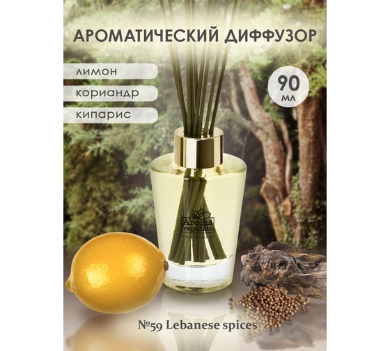 Ароматический диффузор в стеклянном флаконе Aroma republic №59 Lebanese spices, 90 мл 93837