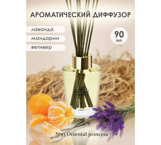Ароматический диффузор в стеклянном флаконе Aroma republic №53 Oriental princess, 90 мл 93841