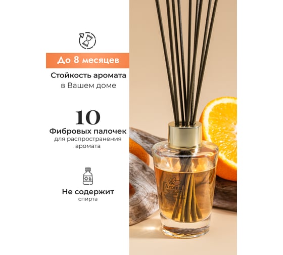 Ароматический диффузор в стеклянном флаконе Aroma republic №17 Orange wood, 90 мл 93835