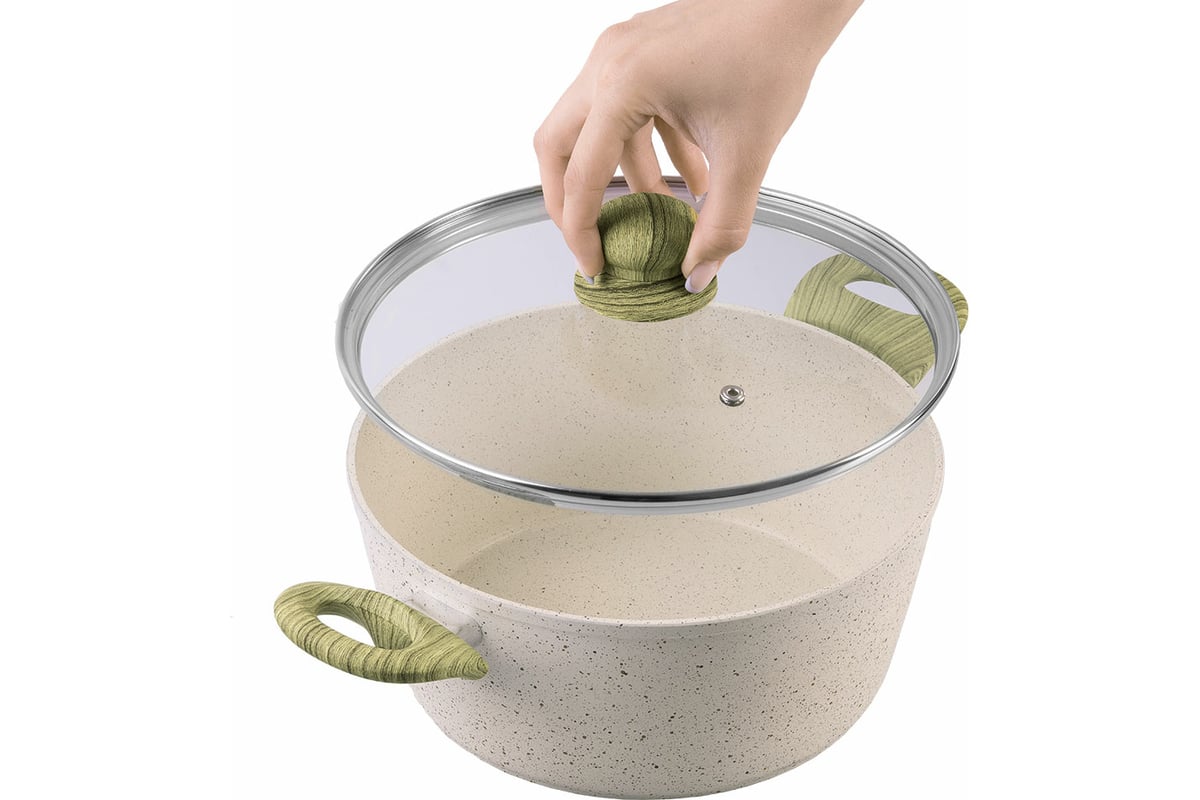 Алюминиевая кастрюля с мраморным покрытием ENDEVER 4 л Stone-Beige-24С ...