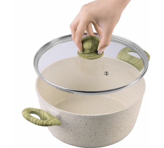 Алюминиевая кастрюля с мраморным покрытием ENDEVER 4 л Stone-Beige-24С