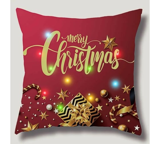 Наволочка ZDK Homium со светодиодной подсветкой Merry Christmas цвет красный NYpillowcase1 1