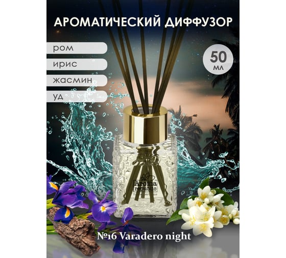 Ароматический диффузор в стеклянном флаконе Aroma republic №16 Varadero night, 50 мл 93801
