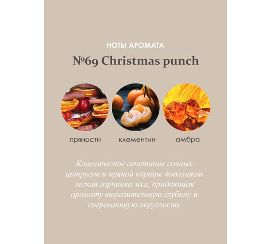 Ароматический диффузор в стеклянном флаконе Aroma republic №69 Christmas punch, 70 мл 93831