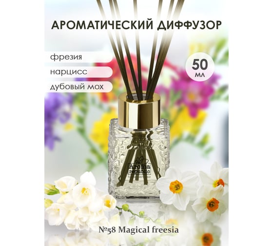 Ароматический диффузор в стеклянном флаконе Aroma republic №58 Magical freesia, 50 мл 93822