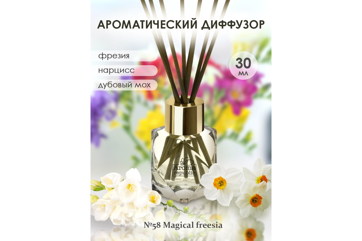 Ароматический диффузор в стеклянном флаконе Aroma republic №58 Magical  freesia, 30 мл 93806