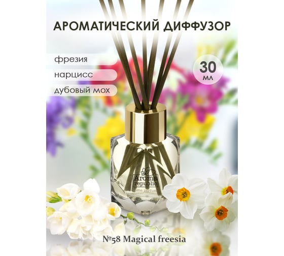 Ароматический диффузор в стеклянном флаконе Aroma republic №58 Magical freesia, 30 мл 93806