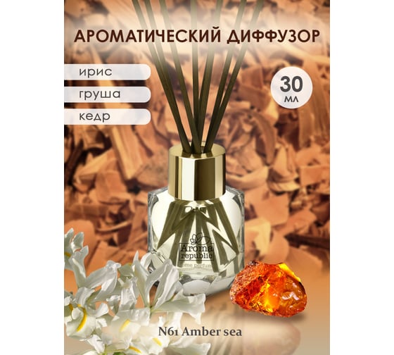 Ароматический диффузор в стеклянном флаконе Aroma republic №61 Amber sea, 30 мл 93807