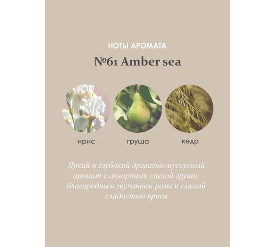 Ароматический диффузор в стеклянном флаконе Aroma republic №61 Amber sea, 30 мл 93807
